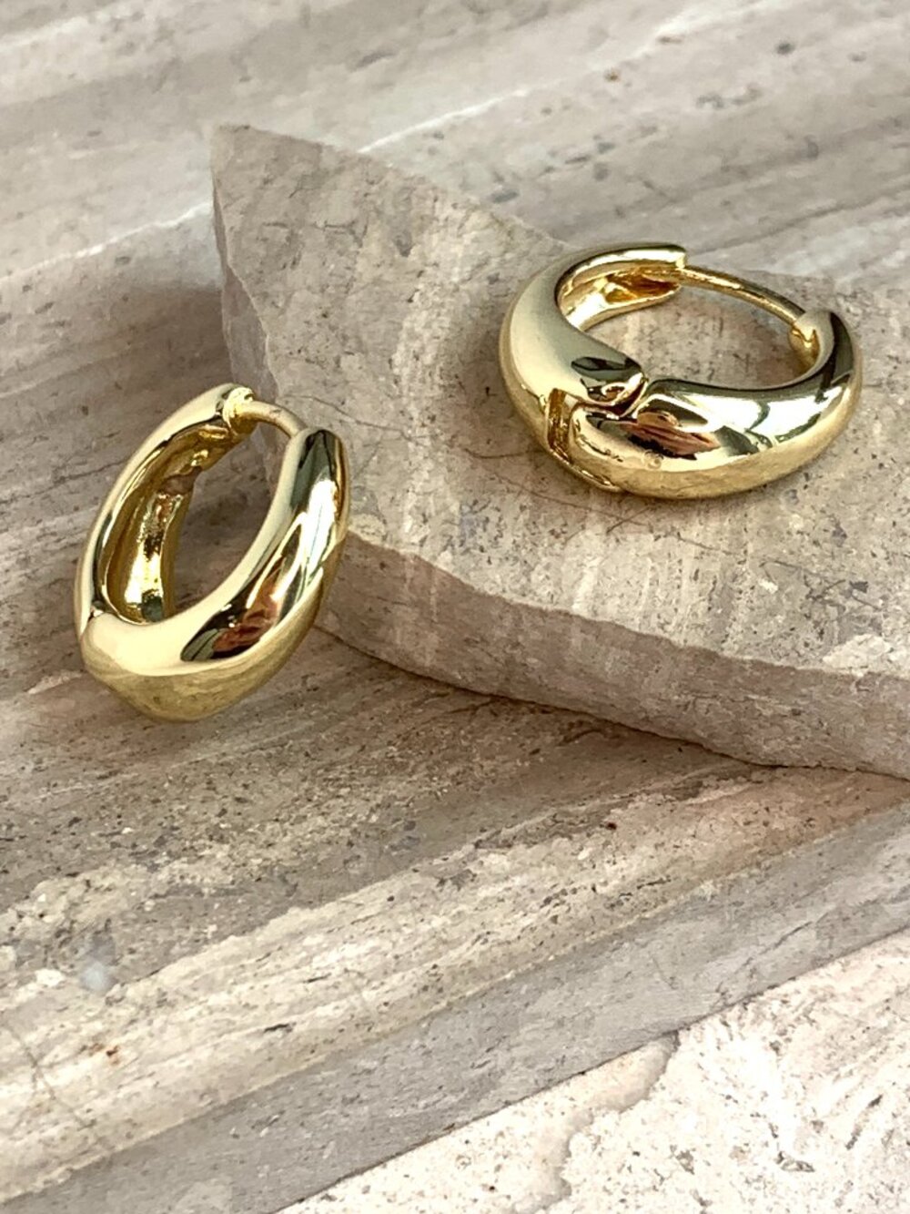 NEW~ Anthropologie Mini Gold Huggie Hoop Earrings